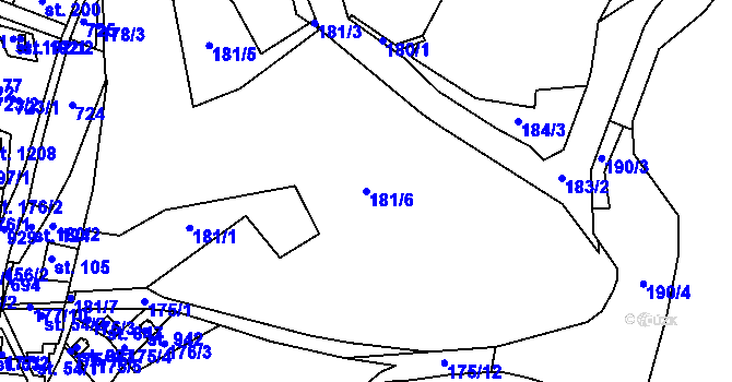 Parcela st. 181/6 v KÚ Sýkořice, Katastrální mapa