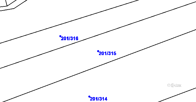 Parcela st. 201/315 v KÚ Sýkořice, Katastrální mapa