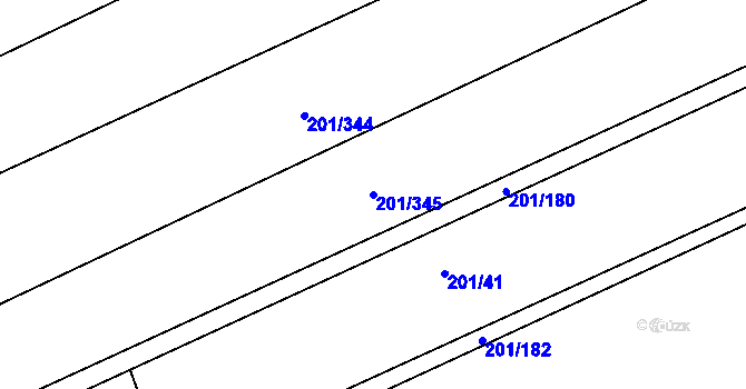 Parcela st. 201/345 v KÚ Sýkořice, Katastrální mapa