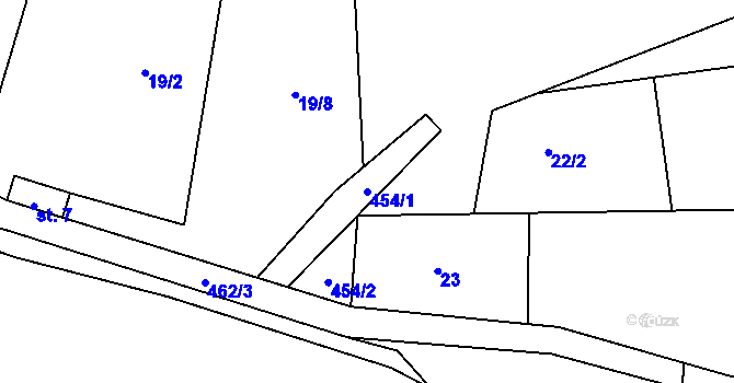 Parcela st. 454/1 v KÚ Sýkořice, Katastrální mapa