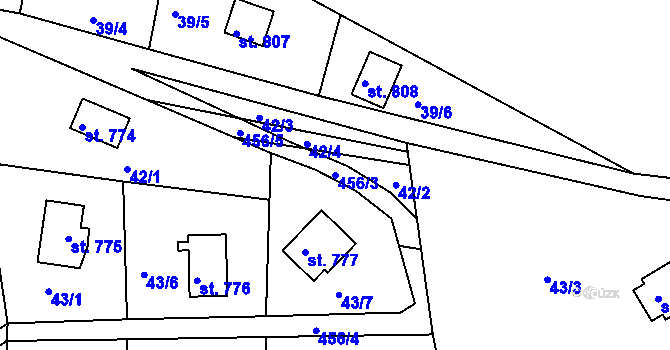 Parcela st. 456/3 v KÚ Sýkořice, Katastrální mapa