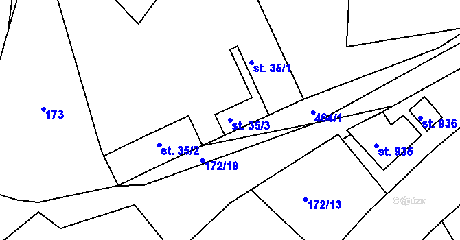 Parcela st. 35/3 v KÚ Sýkořice, Katastrální mapa