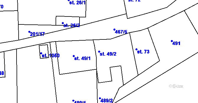 Parcela st. 49/2 v KÚ Sýkořice, Katastrální mapa