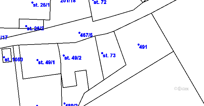 Parcela st. 73 v KÚ Sýkořice, Katastrální mapa