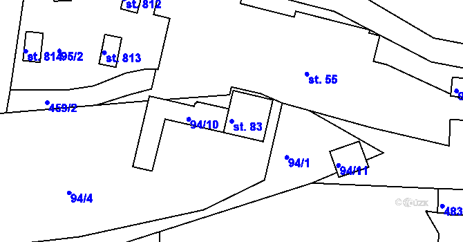 Parcela st. 83 v KÚ Sýkořice, Katastrální mapa