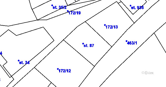 Parcela st. 87 v KÚ Sýkořice, Katastrální mapa