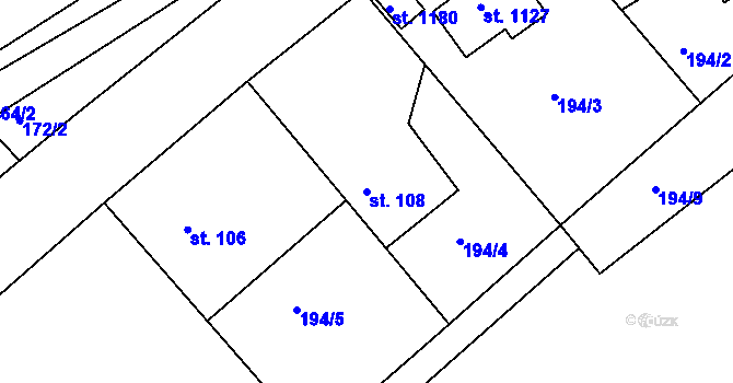 Parcela st. 108 v KÚ Sýkořice, Katastrální mapa