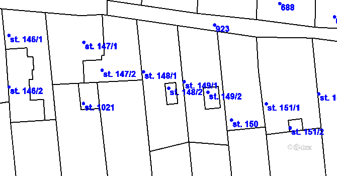 Parcela st. 148/2 v KÚ Sýkořice, Katastrální mapa