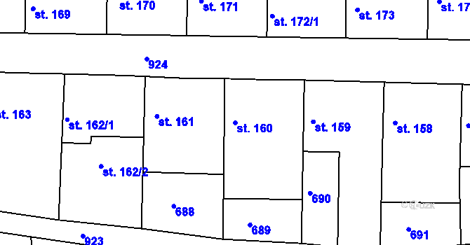 Parcela st. 160 v KÚ Sýkořice, Katastrální mapa