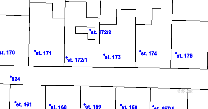 Parcela st. 173 v KÚ Sýkořice, Katastrální mapa