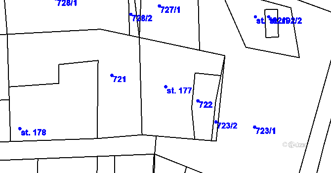 Parcela st. 177 v KÚ Sýkořice, Katastrální mapa