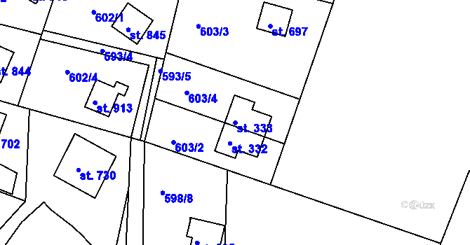Parcela st. 333 v KÚ Sýkořice, Katastrální mapa