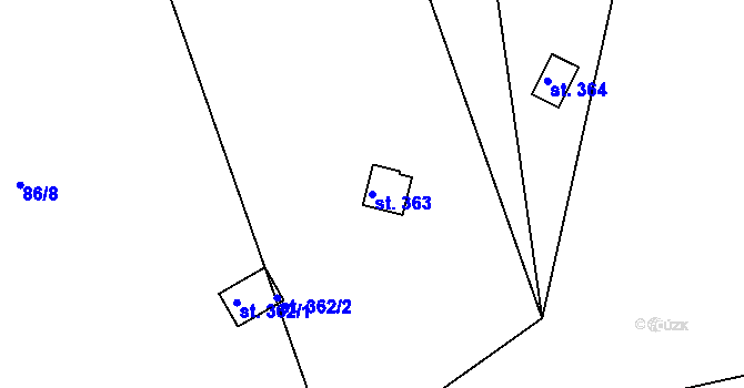 Parcela st. 363 v KÚ Sýkořice, Katastrální mapa