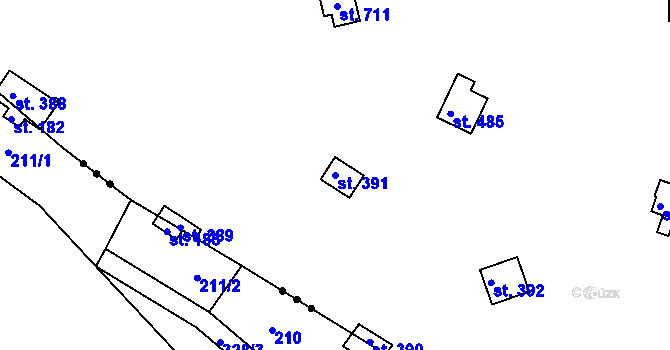 Parcela st. 391 v KÚ Sýkořice, Katastrální mapa