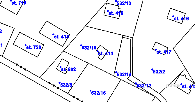 Parcela st. 414 v KÚ Sýkořice, Katastrální mapa