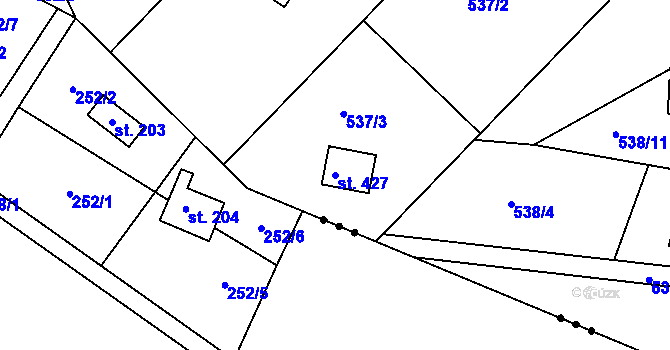 Parcela st. 427 v KÚ Sýkořice, Katastrální mapa