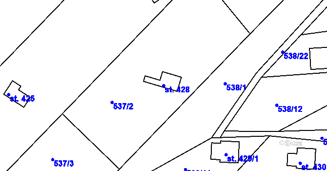 Parcela st. 428 v KÚ Sýkořice, Katastrální mapa