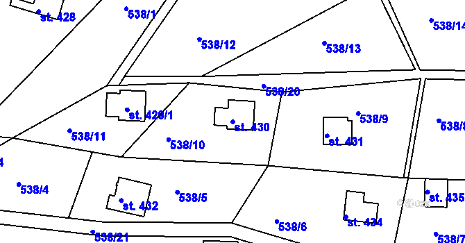 Parcela st. 430 v KÚ Sýkořice, Katastrální mapa