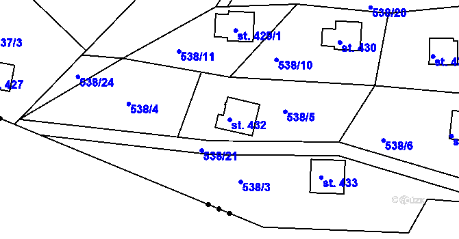 Parcela st. 432 v KÚ Sýkořice, Katastrální mapa