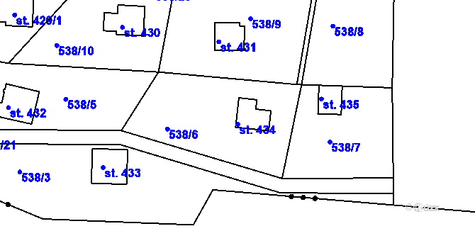 Parcela st. 434 v KÚ Sýkořice, Katastrální mapa