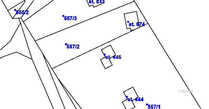 Parcela st. 445 v KÚ Sýkořice, Katastrální mapa