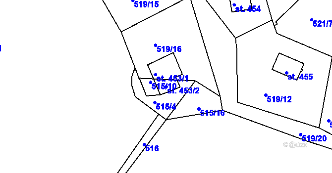 Parcela st. 453/2 v KÚ Sýkořice, Katastrální mapa