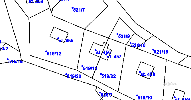 Parcela st. 456 v KÚ Sýkořice, Katastrální mapa