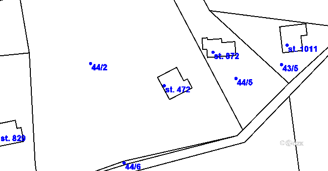 Parcela st. 472 v KÚ Sýkořice, Katastrální mapa