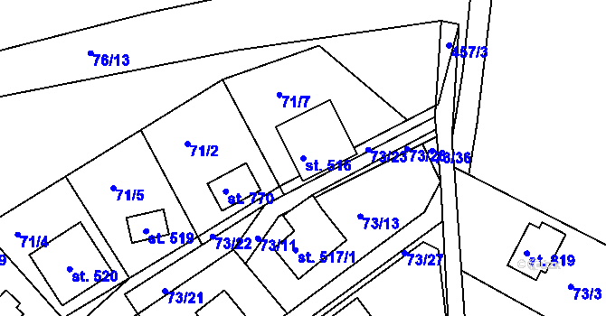 Parcela st. 516 v KÚ Sýkořice, Katastrální mapa