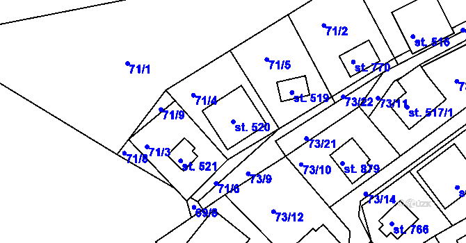 Parcela st. 520 v KÚ Sýkořice, Katastrální mapa