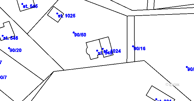 Parcela st. 549 v KÚ Sýkořice, Katastrální mapa
