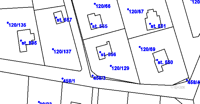 Parcela st. 556 v KÚ Sýkořice, Katastrální mapa