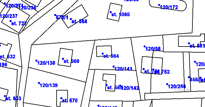 Parcela st. 564 v KÚ Sýkořice, Katastrální mapa