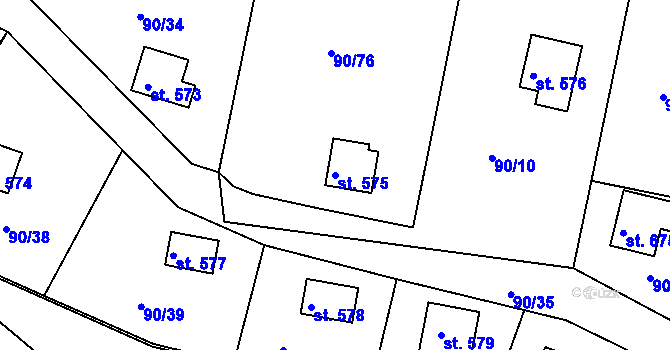 Parcela st. 575 v KÚ Sýkořice, Katastrální mapa