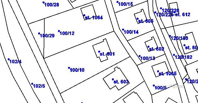 Parcela st. 601 v KÚ Sýkořice, Katastrální mapa