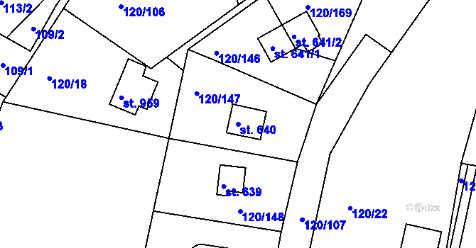 Parcela st. 640 v KÚ Sýkořice, Katastrální mapa