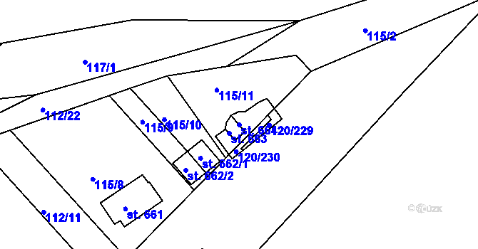 Parcela st. 664 v KÚ Sýkořice, Katastrální mapa