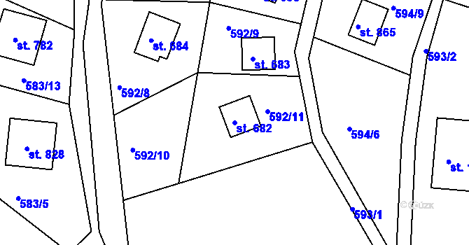 Parcela st. 682 v KÚ Sýkořice, Katastrální mapa