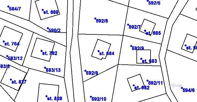 Parcela st. 684 v KÚ Sýkořice, Katastrální mapa