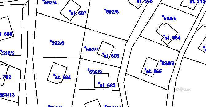Parcela st. 685 v KÚ Sýkořice, Katastrální mapa