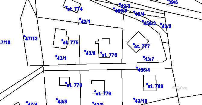 Parcela st. 776 v KÚ Sýkořice, Katastrální mapa