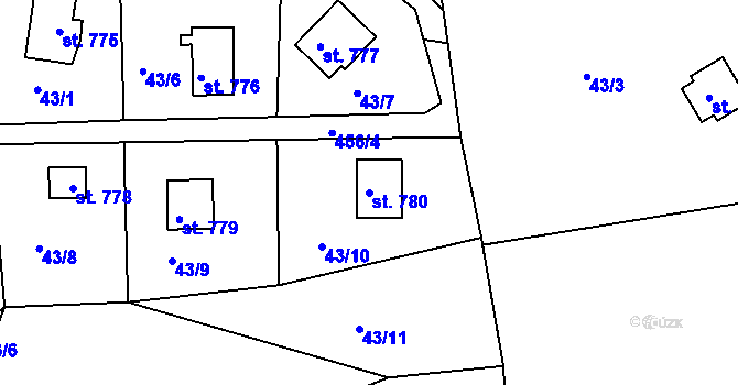 Parcela st. 780 v KÚ Sýkořice, Katastrální mapa