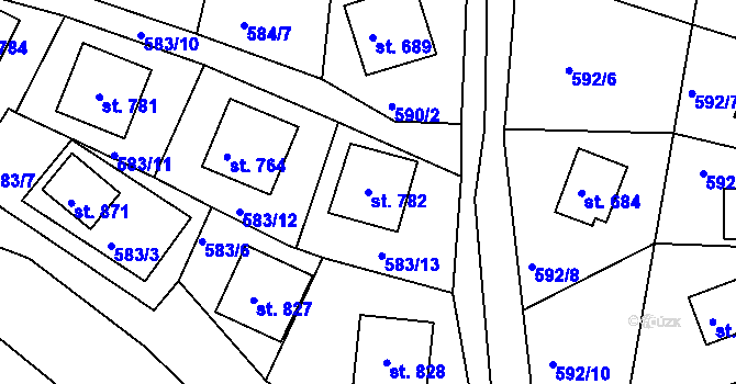 Parcela st. 782 v KÚ Sýkořice, Katastrální mapa
