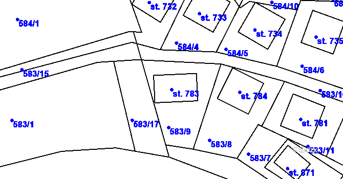 Parcela st. 783 v KÚ Sýkořice, Katastrální mapa