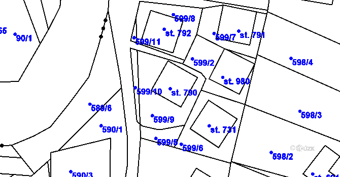 Parcela st. 790 v KÚ Sýkořice, Katastrální mapa