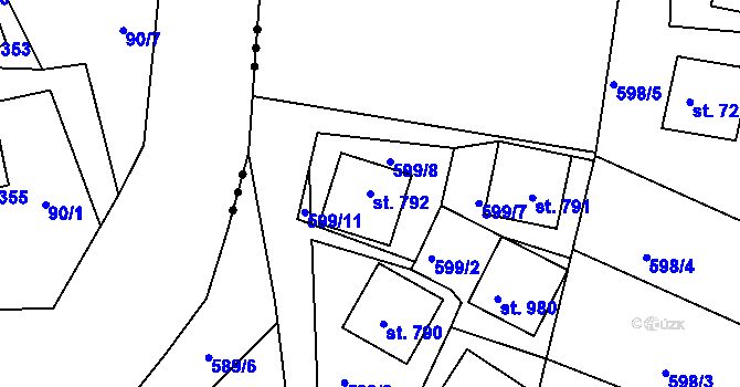 Parcela st. 792 v KÚ Sýkořice, Katastrální mapa