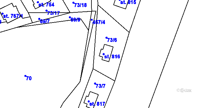 Parcela st. 816 v KÚ Sýkořice, Katastrální mapa
