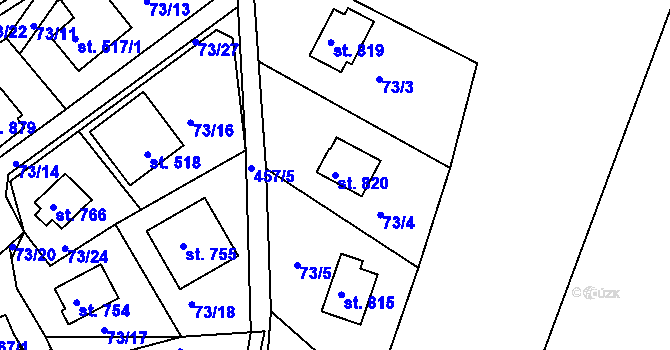 Parcela st. 820 v KÚ Sýkořice, Katastrální mapa