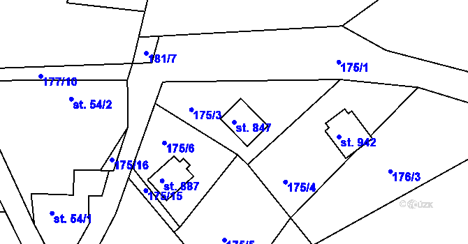 Parcela st. 847 v KÚ Sýkořice, Katastrální mapa