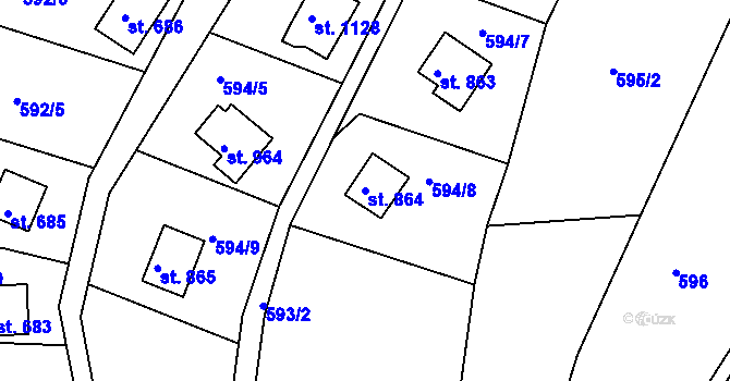 Parcela st. 864 v KÚ Sýkořice, Katastrální mapa